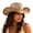 Khaki2, variant on Sun Hat with Western Cutout Design and Wide Brim for Beach Travel Outdoor Cowboy Style Lightweight