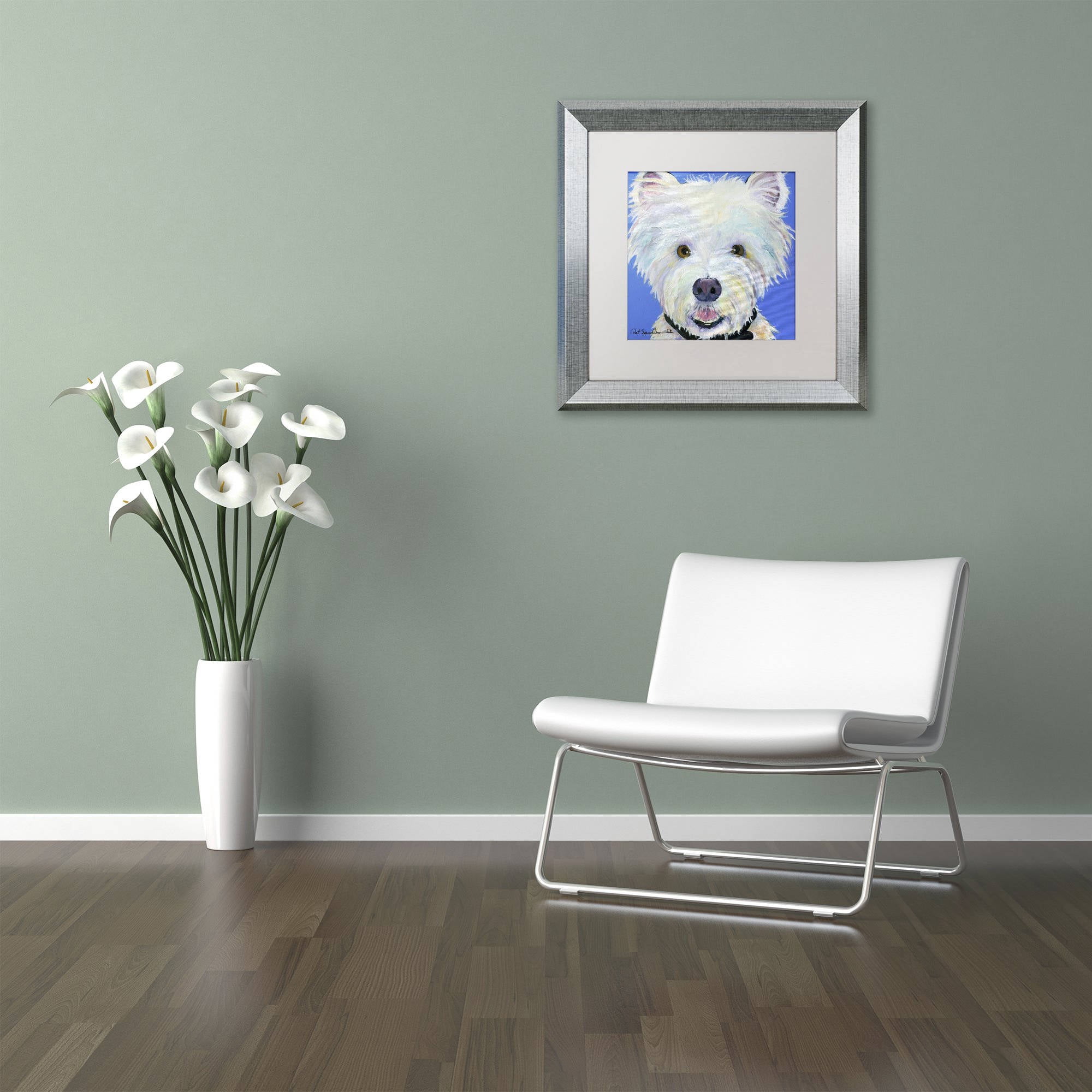Trademark Fine Art "Amos" Canvas Art by Pat Saunders-White, White Matte, Silver Frame