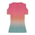 thumbnail image 2 of Craaazy Women's Casual Fitted V Neck Short Sleeve T-Shirt with Cold Shoulder Design and Eyelet Detail for Everyday Outfits Gifts, 2 of 5