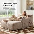 thumbnail image 4 of Homefun 61'' Oversized Chenille Chaise Lounge Chair,No Assembly Indoor Reading Sofa with 3 Pillows for Living Room Bedroom,Khaki, 4 of 8