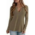 thumbnail image 3 of PRETTYGARDEN Long Sleeve Shirts for Women Fall V Neck Waffle Basic Tee Dressy Casual Winter Blouses Knit Tunic Tops, 3 of 8