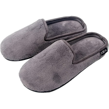 

Roxoni Men s Slippers Slip On Terry Clog Comfort House Slipper Indoor/Outdoor Grey
