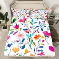 thumbnail image 2 of Manfei Watercolor Floral Full Size Sheets for Kids, Rustic Groovy Bed Sheets, Farmhouse Daisy Flower Sheet Sets, Breathable Home Decor, 4pcs, 2 of 7