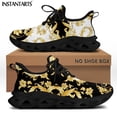 thumbnail image 1 of Zapatillas de deporte informales de malla barroca dorada para mujer, zapatos de plataforma transpirables con diseño floral europeo de lujo, ligeros y planos de viaje., 1 of 6