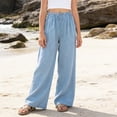 thumbnail image 2 of WAYUTE Girls Wide Leg Pants Loose Fit Pure Color Floral Print Beach Trousers with Pockets Soft for Toddler Kids Vacation Outfits, 2 of 7