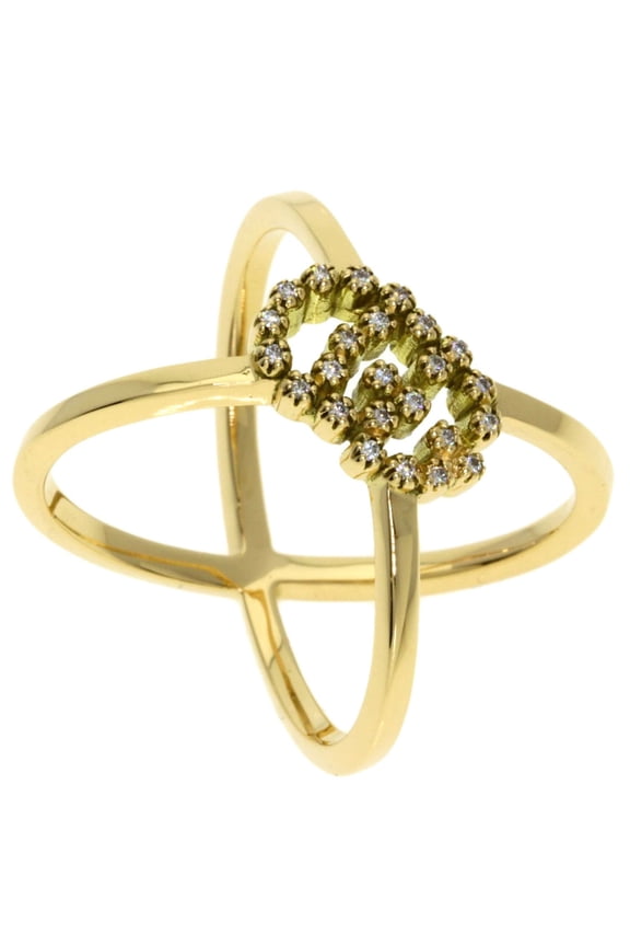 Pre-Owned Gucci GG Running Diamond Ring #9, 18K Yellow Gold, Women's.