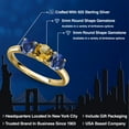 thumbnail image 2 of Gem Stone King 18K Yellow Gold Plated Silver Yellow Citrine and Blue Created Sapphire Engagement Ring for Women | 1.65 Cttw | Round 5MM | Gemstone November Birthstone | Size 8, 2 of 6