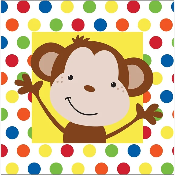 FLINT- Fun Monkey Jungle Animal Cute Kids Birthday Party Paper Beverage Napkins