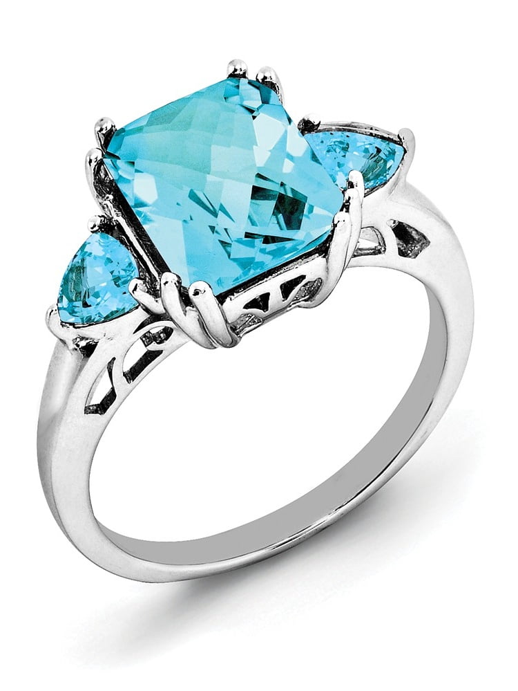 Diamond2Deal - 925 Sterling Silver Rhodium Light Swiss Blue & Sky Blue