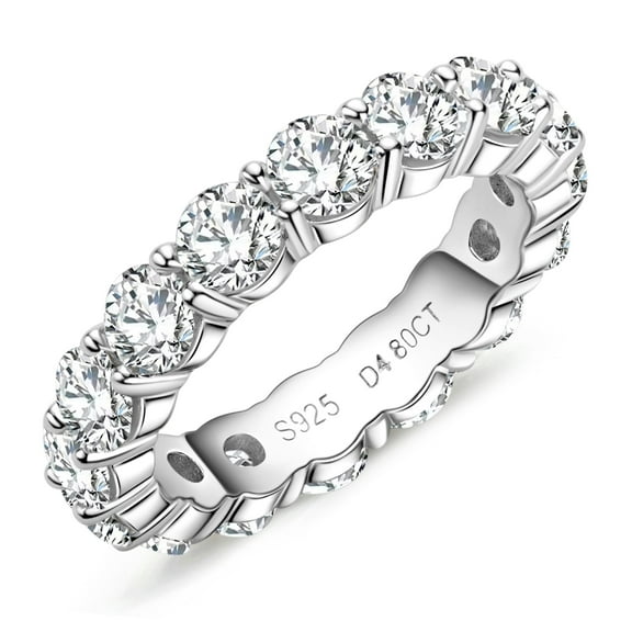 Yeesoth Moissanite Eternity Ring 4mm 5cttw D Color VVS1 14K Gold Plated 925 Sterling Silver Eternity Band Wedding Ring for Women