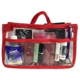 thumbnail image 3 of 10 Pack Clear Handbag Organizer See Through Cosmetic Insert Purse r Transparent Travel Pouch Liner with Handle, Red, 3 of 3
