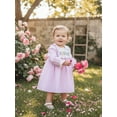 thumbnail image 4 of BemeyourBBs Jesus Loves Me Baby Girl Outfit Toddler Girls Christmas Easter Dress Christian Baby Clothes Ruffle Long Sleeve Crew Neck Striped Dress Baptism Church Outfit, 4 of 9
