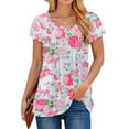 thumbnail image 2 of Fantaslook Womens Blouses Dressy Casual Pleated Tunic Tops Floral Ruffle Sleeve Summer Shirts, 2 of 6