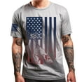 thumbnail image 4 of Rags of Honor All Gender Short Sleeve Patriotic Red, White and Blue Gradient Flag with Iwo Jima Soldiers Graphic Tee Shirt, Mens Sizes S-5XL, 4 of 5