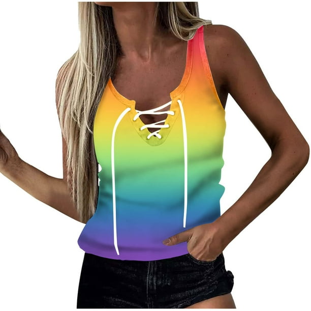 Camiseta sin mangas con estampado de moda para mujer, blusa con cuello en V, camisetas informales Pompotops lopia999890