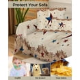 thumbnail image 4 of Country Rustic Sofa Covers for 3 Cushion,Washable Couch Cover for Sectional Sofa Slipcovers with Tassel,Vintage Primitive Western Barn Stars Red Loveseat Covers Futon Cover Throw Blanket 71''x118'', 4 of 8