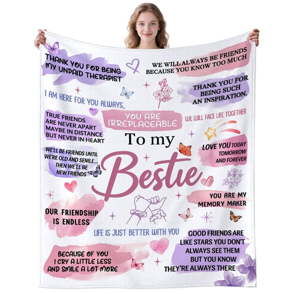 Bestie Friendship Blanket Gifts for Women Men Adults Lovers Soft Plush Good Friend Throw Blankets for Travel Couch Decor Birthday Gifts 50×40 Inch