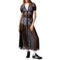 thumbnail image 2 of KelaJuan Women´s Summer Midi Cocktail Dress Black Short Sleeve V Neck Sheer Lace Floral Dress, 2 of 6