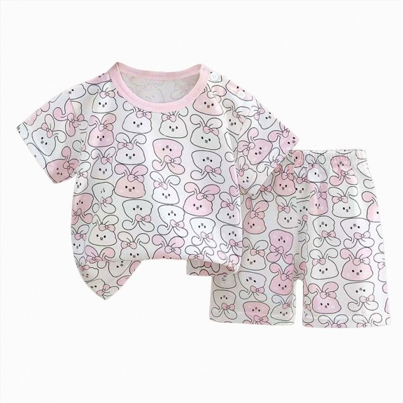Xudanell Toddler Baby Dinosaur Summer Pajamas Sleepwear Tops Pants Outfits Set Size 4-5 Years