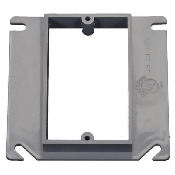 Rectangle PVC 1 Gang Mud Ring, Gray