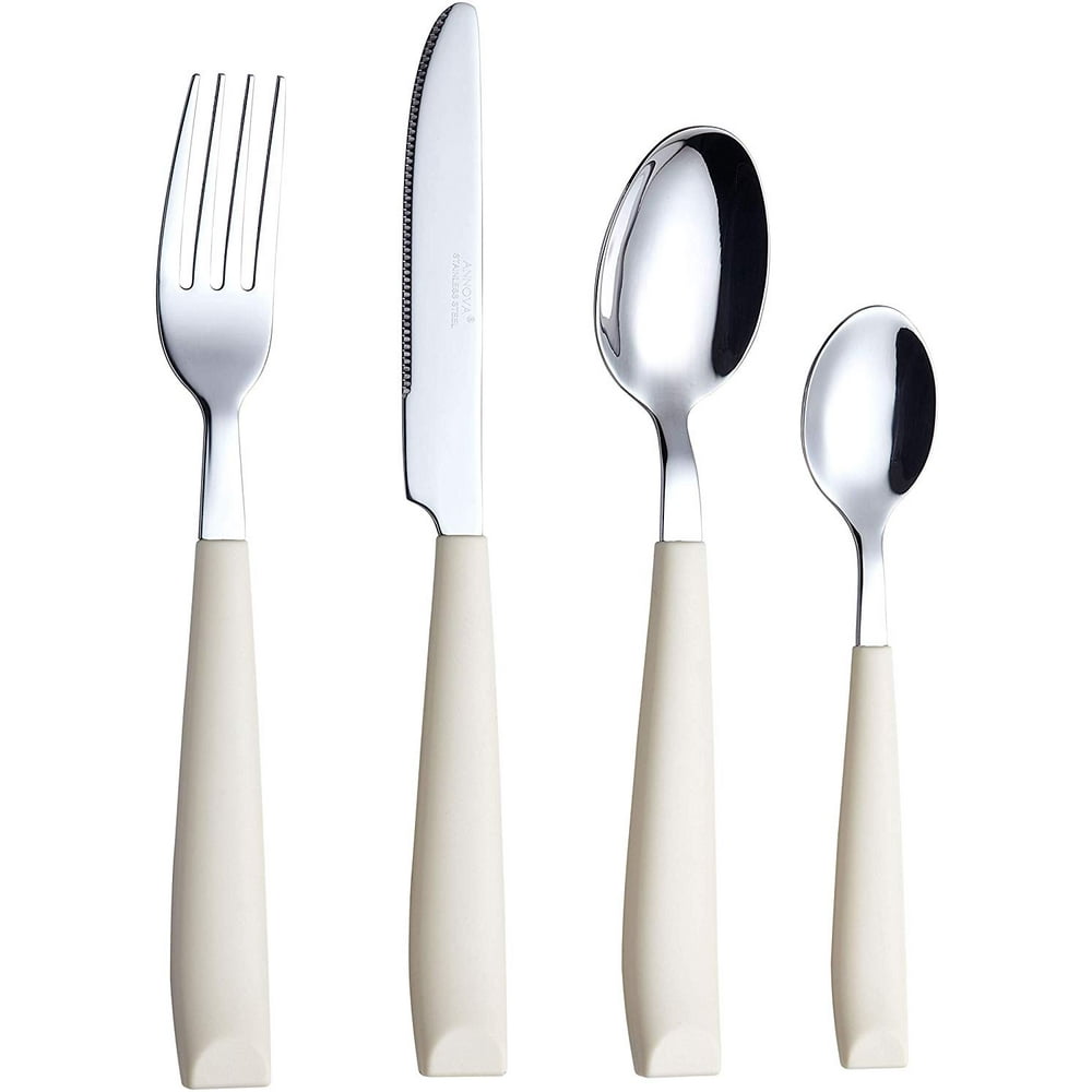 16 PCS Stainless Steel Silverware/Flatware Set With Colored Handles