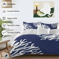 thumbnail image 3 of Cal King 4 Piece Bedding Set Sea Coral Navy Blue Soft Breathable Duvet Cover and Pillowcase,Simple Minimalist Style Duvet Cover Set Washable Bed Sheets for Bedroom Dormitory Guest Room, 3 of 9