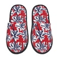 thumbnail image 2 of KLL Palm Tree Pattern on Red Slippers for Women Men House Slip on Indoor Outdoor Bedroom Furry Fleece Lined Ladies Comfy Anti-Skid Rubber Hard Sole-Large, 2 of 8