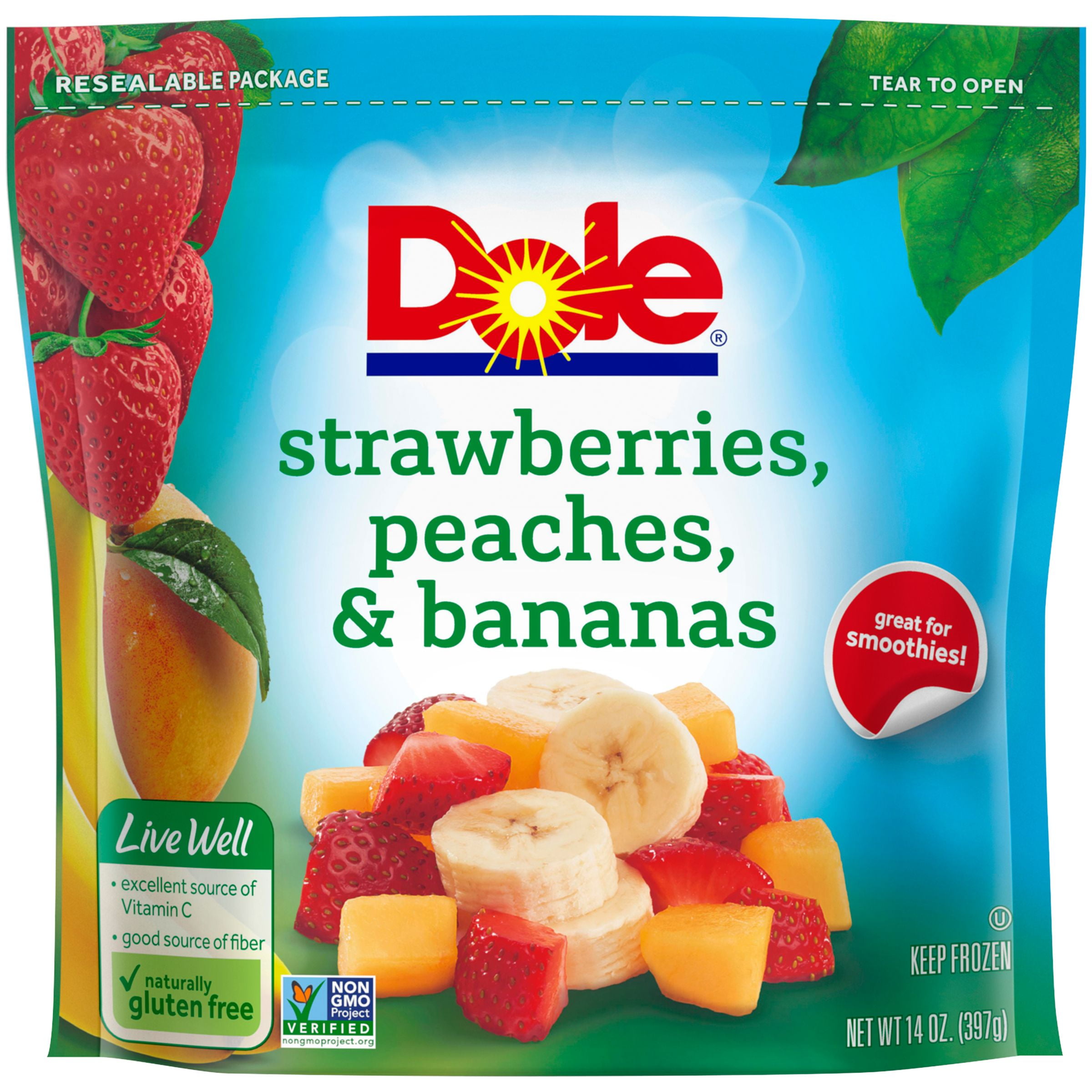 Dole Frozen Strawberries, Peaches & Bananas ReadyCut Fruit, 14 oz