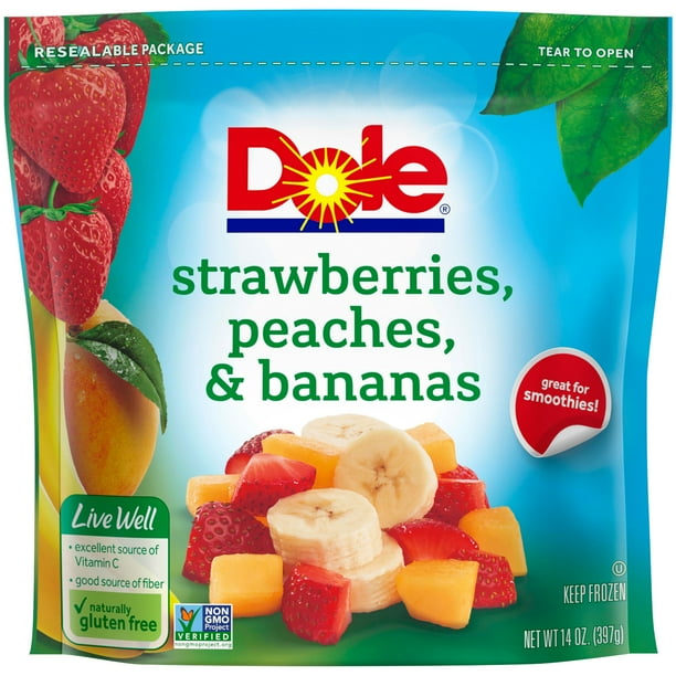 Dole Frozen Strawberries, Peaches & Bananas ReadyCut Fruit, 14 oz