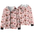 thumbnail image 4 of KUIFORTI Horse and Flower Girls Sweatshirt Fleece-Lined Active Performance Zip Up Hoodies for Girls Polyester Breathable Casual Long Sleeve Jacket 11-13 for Daily Life, 4 of 6
