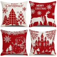 thumbnail image 1 of Funda de almohada Funda de cojín decorativa navideña Almohada decorativa de invierno Linter de algodón Almohada decorativa para habitación 45 x 45 Rojo, 1 of 4