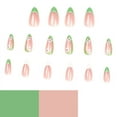 thumbnail image 2 of Fofosbeauty 24 pcs Almond Nails Designs 2022, Medium Press on Nails Tips, French Light Green Daisy White, 2 of 8