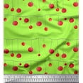 thumbnail image 1 of Soimoi Green Rayon Fabric Cherries Fruits Print Sewing Fabric Yard 42 Inch Wide, 1 of 3