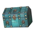 thumbnail image 1 of jifeng Pirate Treasure Chest Solid Wood Handmade Photo Props Decorative Storage Box Green, 1 of 9