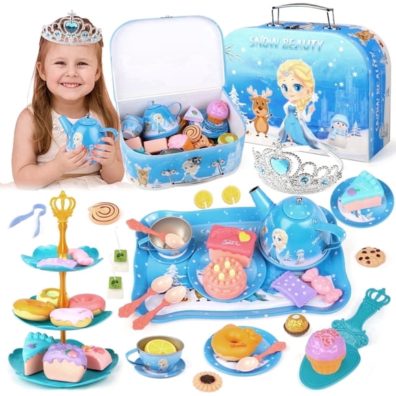 HopeRock 50PCS Toys for Girls 3-6 years, Princess Tea Set for Little Girls Ages 6 7 8 9  Years, Pretend Play Toys Gift for Girls Birthday Christmas.