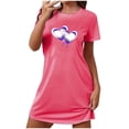 thumbnail image 5 of Sakmal Love Womens Moomoo Nightgowns Valentines Short Sleeve Cute Pajama Sleep Dress Short Heart Print Nightgowns for Women S, 5 of 5