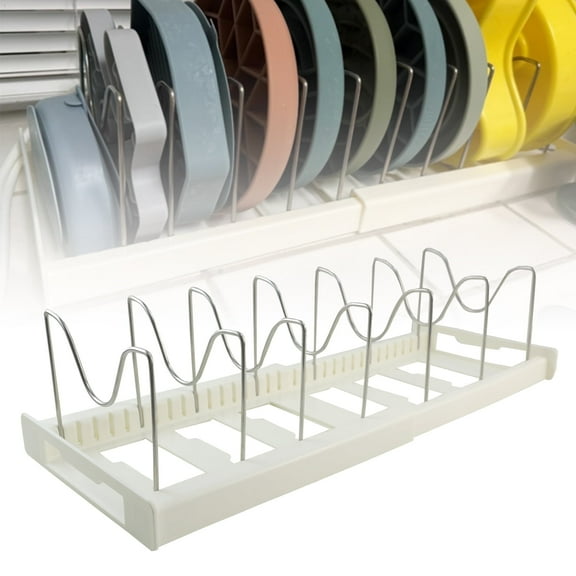 Ryanstar Racing Expandable Pan Organizer, 12 Adjustable White Stainless SteelMultifunctional Lid Holder