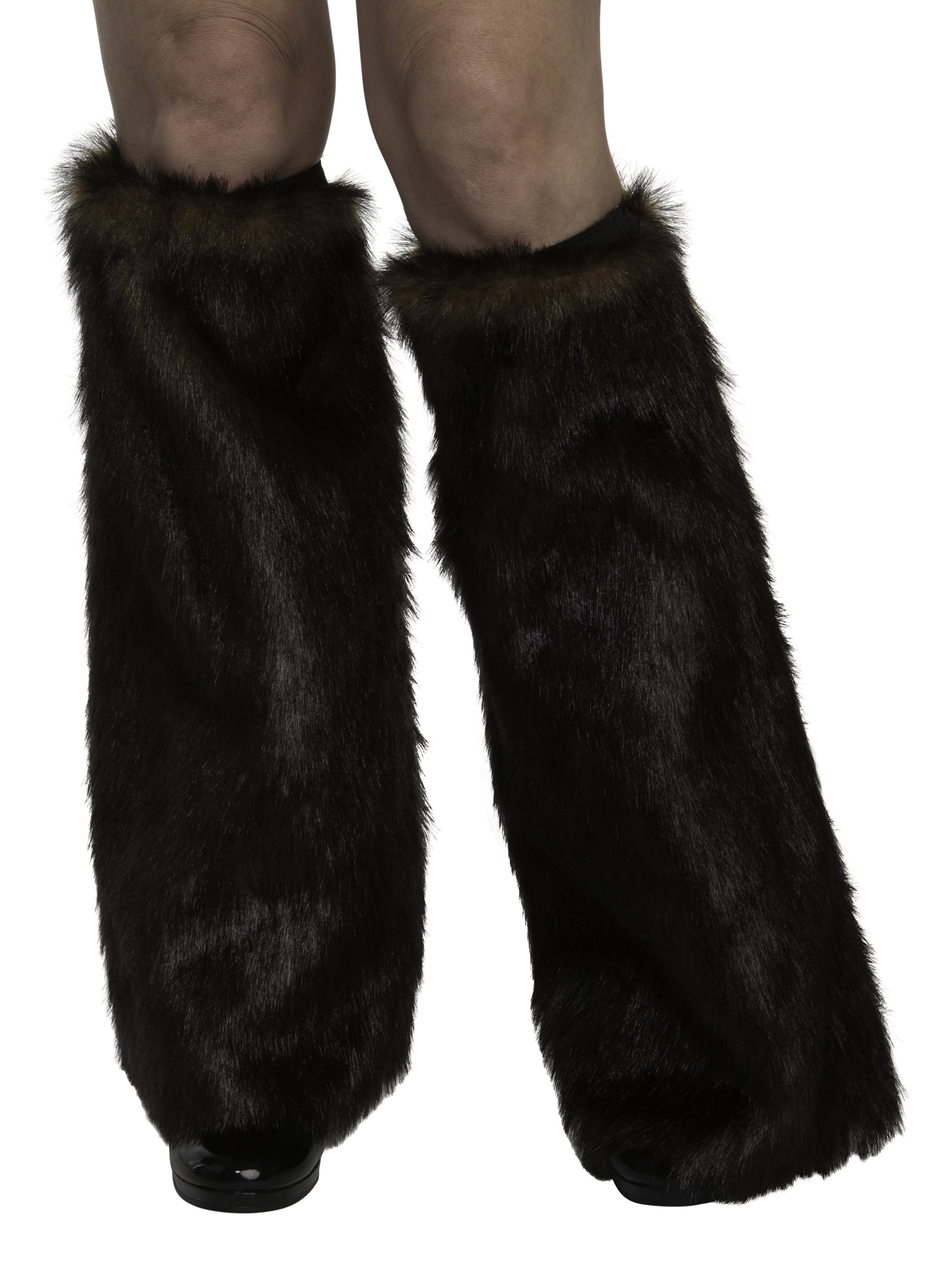 Yelete Solid Black Half-Size Comfy Furry Leg Warmers
