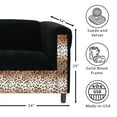 thumbnail image 4 of DeeHome Black Velvet Loveseat Sofa for Living Room with Leopard Print, Modern Décor Love Seat Mini Small Couches for Small Spaces and Bedroom with Solid Wood Frame, 4 of 5