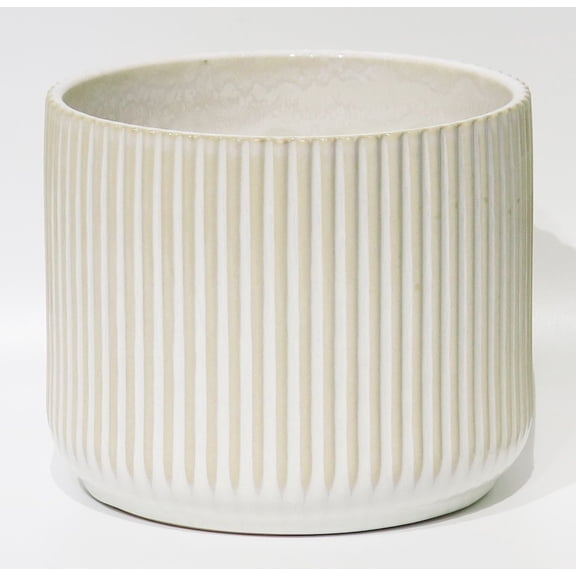 White And Beige Striped Planter