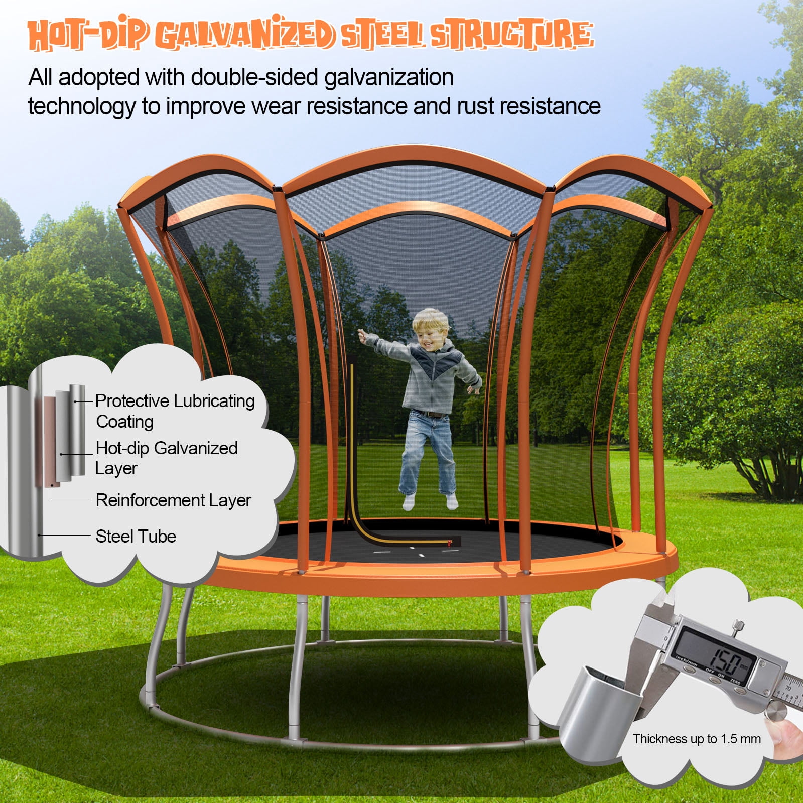 Infans 8FT Recreation Trampoline W/Exclusive Flower Shape Enclosure Net