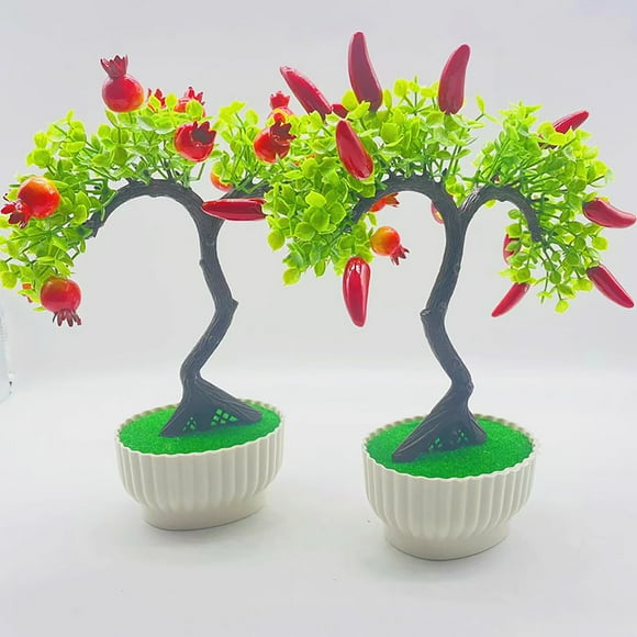 Cheers US Artificial Lemon Tree Plant Decor, Artificial Bonsai Tree Fake Tree Mini Potted Fruit Tree Artificial Tree in Pot