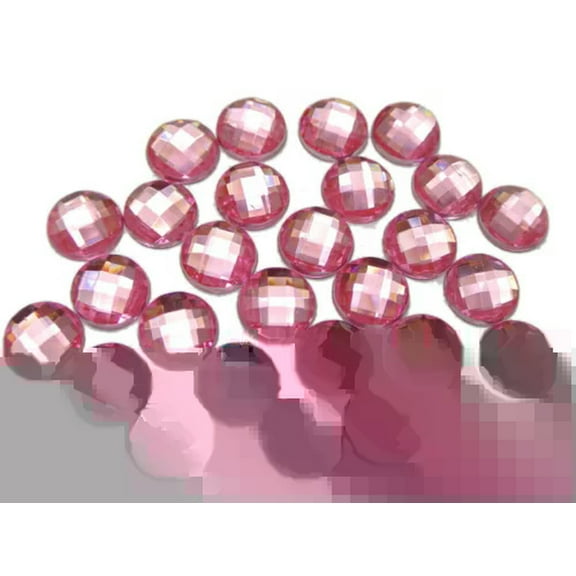 U8MO 200 Acrylic Flatback Faceted Round Rhinestone Glue On Gems 10mm Color Choice-Pink