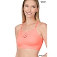 thumbnail image 2 of Zenana Women's & Plus Front V-Lattice Bralette Sports Bra with Adjustable Straps and Removable Bra Pads, 2 of 3