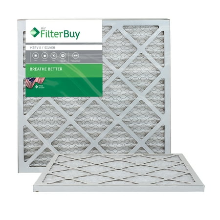 AFB Silver MERV 8 20x20x1 Pleated AC Furnace Air Filter. Pack of 2 Filters. 100% produced in the USA.