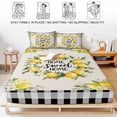 thumbnail image 5 of Twin Sze Fitted Sheet Set - Summer Lemon 2 Piece Bedding Sets 16" Deep Pocket Fitted Sheet with 1 Pillowcase, Farmhouse Black Check Plaid Vintage Brushed Microfiber Hotel Luxury Bed Sheets, 5 of 9
