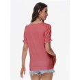 thumbnail image 4 of Tops for Women Summer Casual Ruffle Trim Sleeve Square Neck T Shirts, 4 of 6