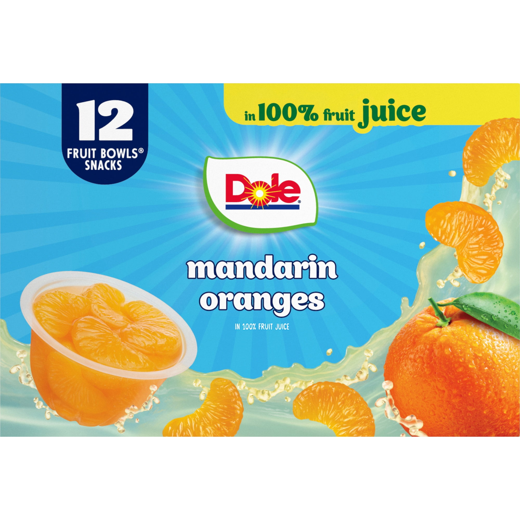(2 pack) Dole Fruit Bowls Mandarin Oranges in 100% Fruit Juice, 4 oz Cups (12 Pack)