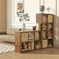 thumbnail image 2 of Bookshelf with Storage Bin, 6-Cube Storage Organizer, Modern Wood Open Bookcase, Multifunctional Display Shelf for Living Room, Bedroom, Home Office, Classic Oak, 2 of 7