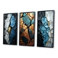 thumbnail image 3 of Designart "Turquoise Tranquility Marble Art in Turquoise, White, and Gold I" Abstract Painting Framed Wall Art Set Of 3 - Gold Modern Frame Gallery Wall Set For Home Decor, 3 of 6